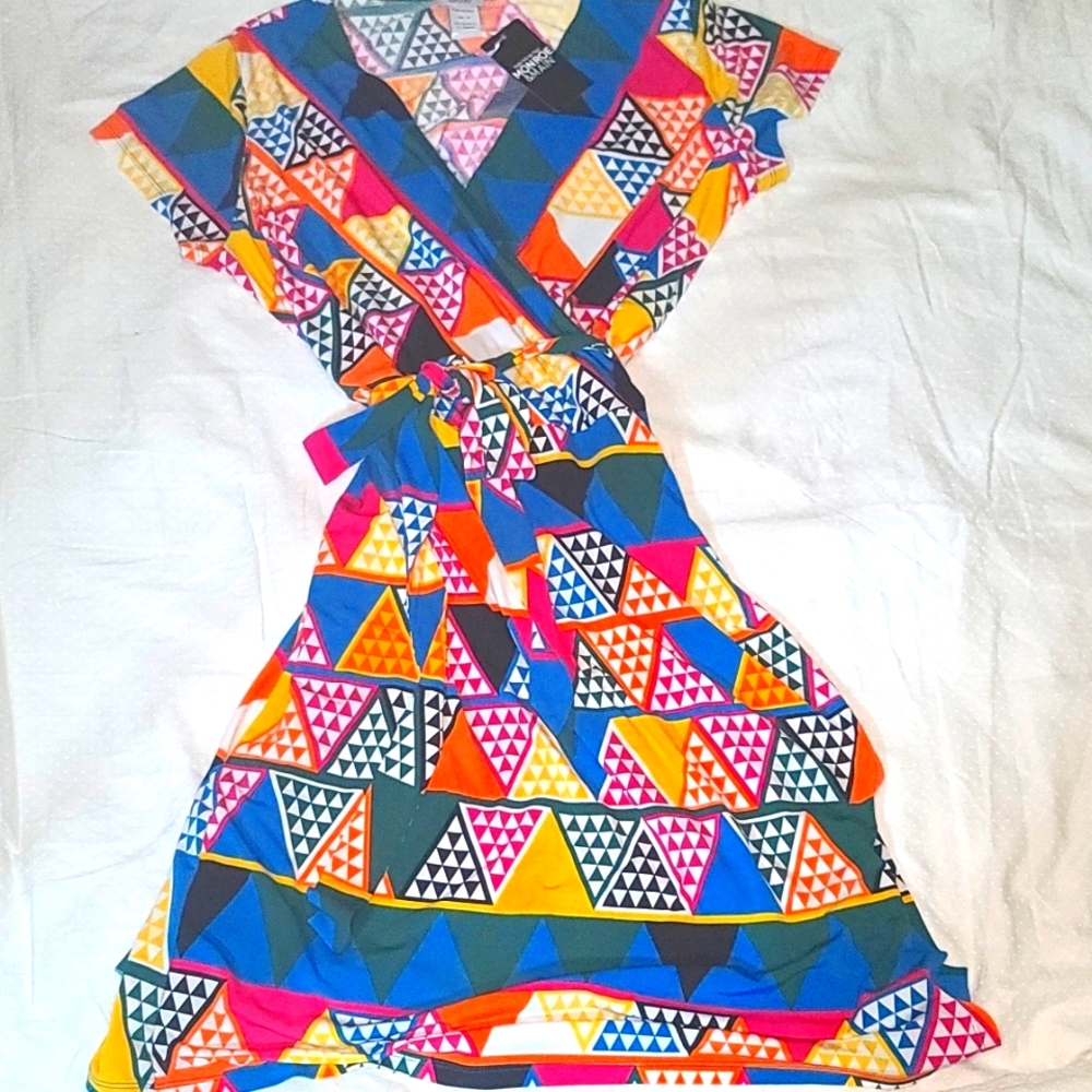 Women's 1x Block Print Wrap Dress